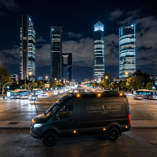 Unidad móvil VIP de cerrajeros en las Cuatro Torres Business Area del Paseo de la Castellana, Madrid