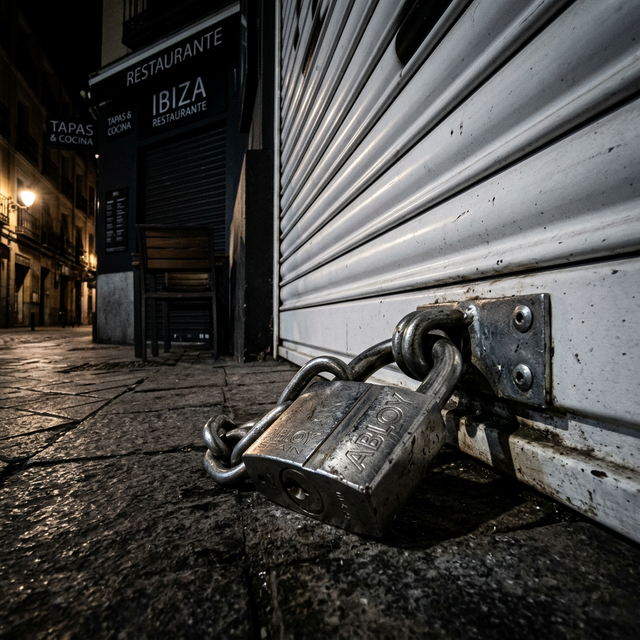 Candado de suelo alta seguridad para persianas de hostelería en bulevares de Ibiza